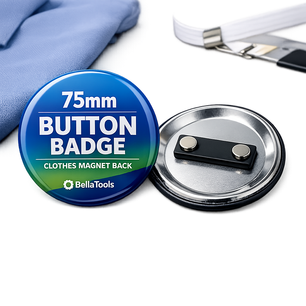 58mm / 75mm Button Badge with Clothes Magnet | Custom Name & Event Badge