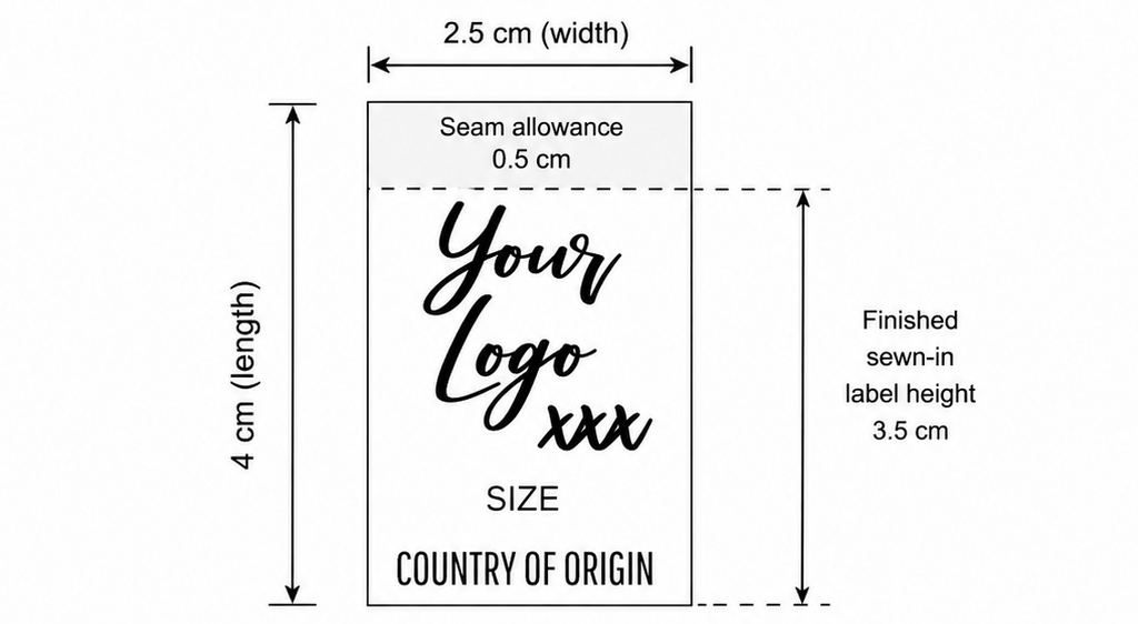Custom Nylon Clothing Labels 25mm x 80mm – Durable Wash Care Tags
