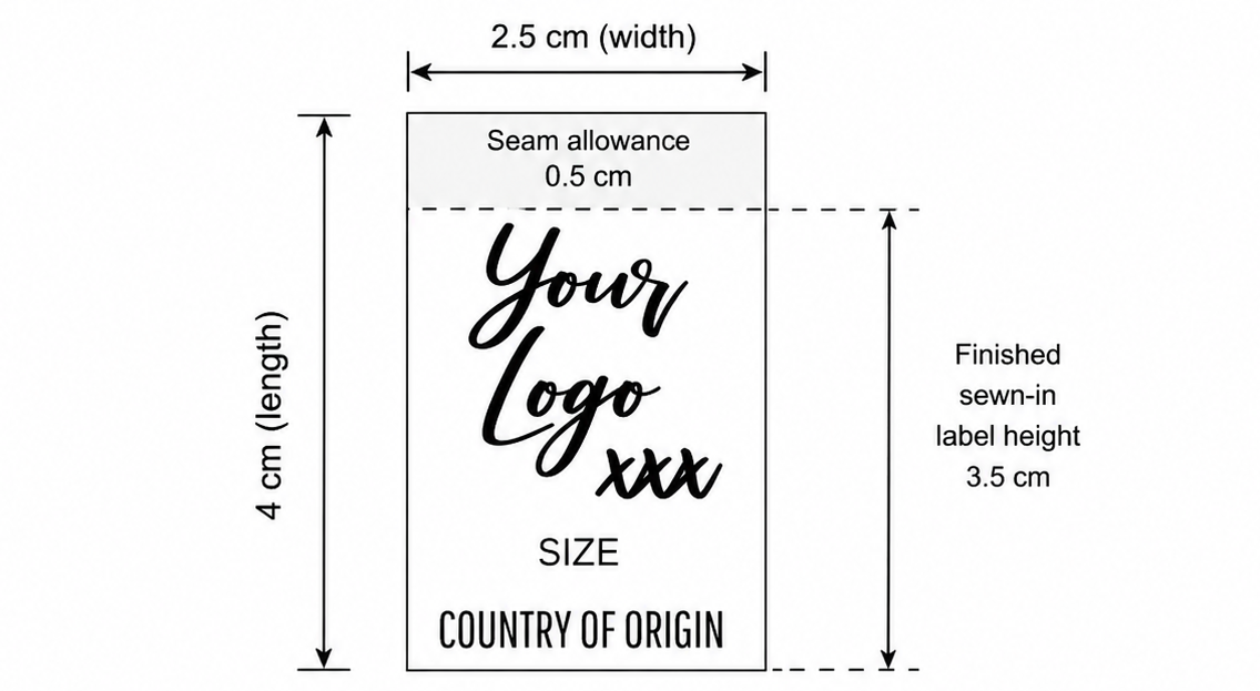 Custom Nylon Clothing Labels 25mm x 80mm – Durable Wash Care Tags