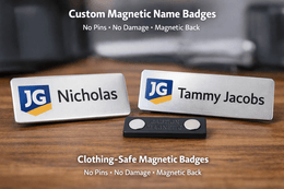 Custom Rectangular Metal Name Badges with Clothes Magnet - Bellatools