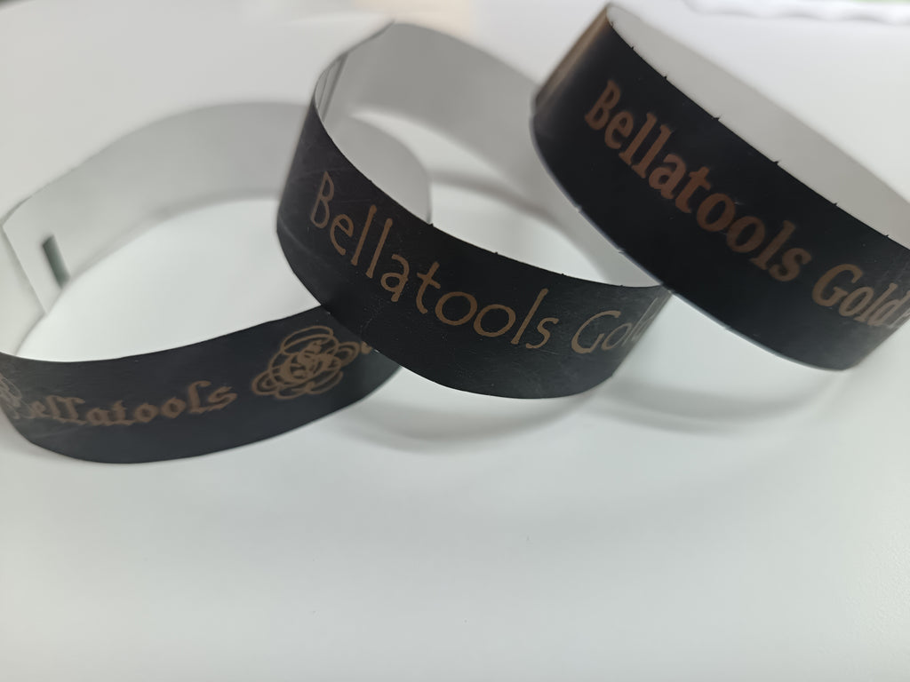 Tyvek Black Bands, Printed in  Gold – Premium Custom Event Bands