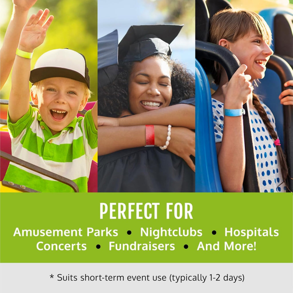 Plain Tyvek paper event wristband worn at an event