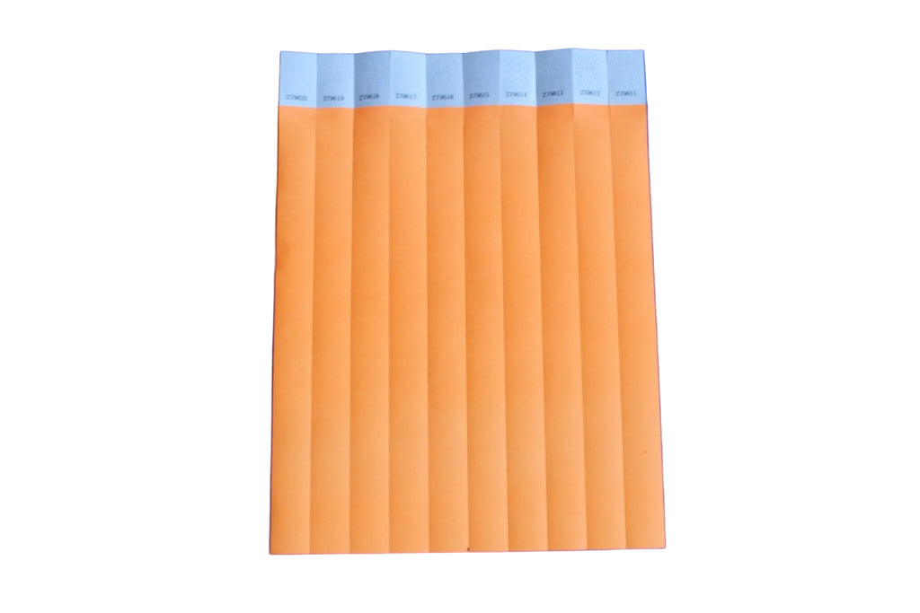 Plain Tyvek paper wristband with tamper-evident adhesive closure