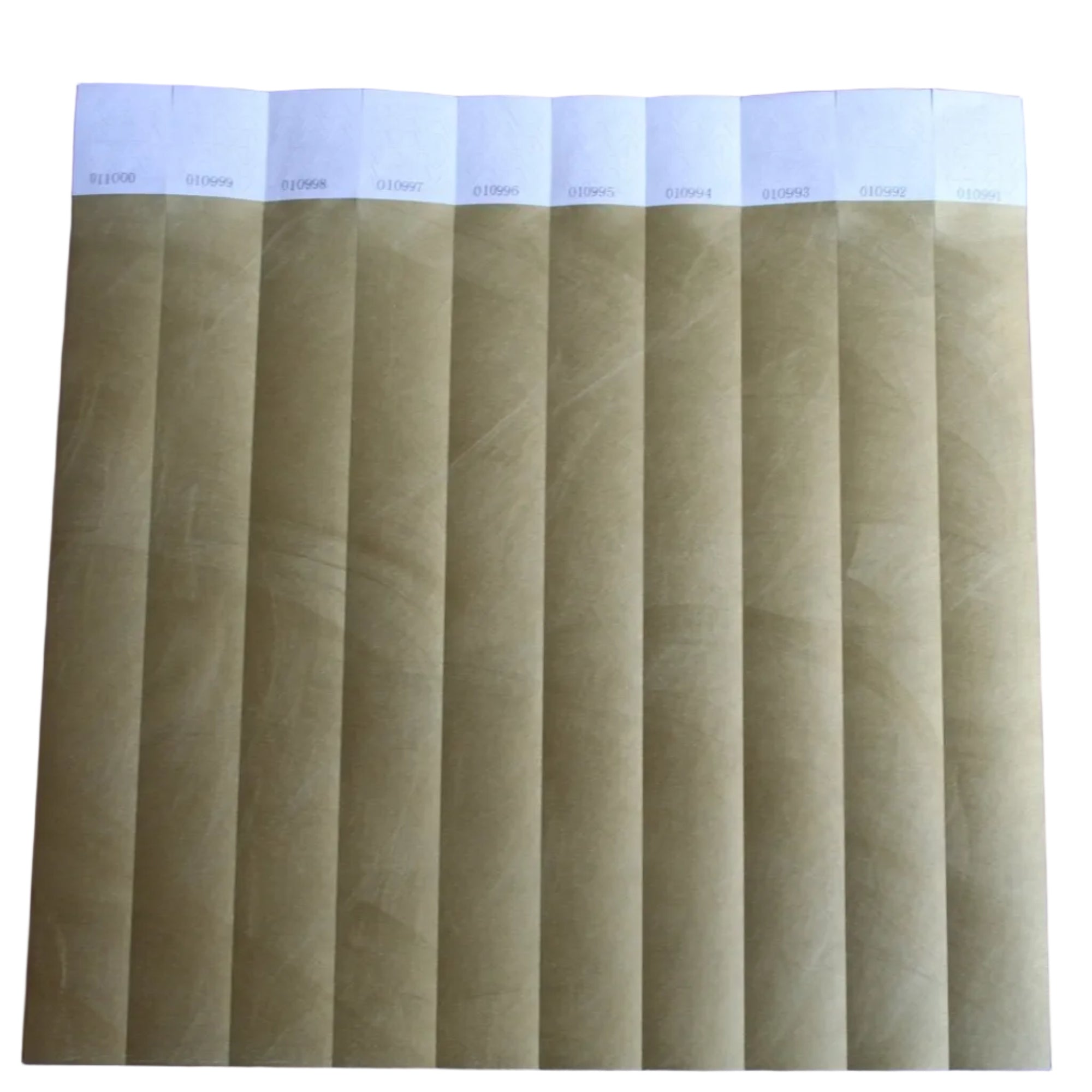 Gold Plain Tyvek paper wristband with tamper-evident adhesive closure