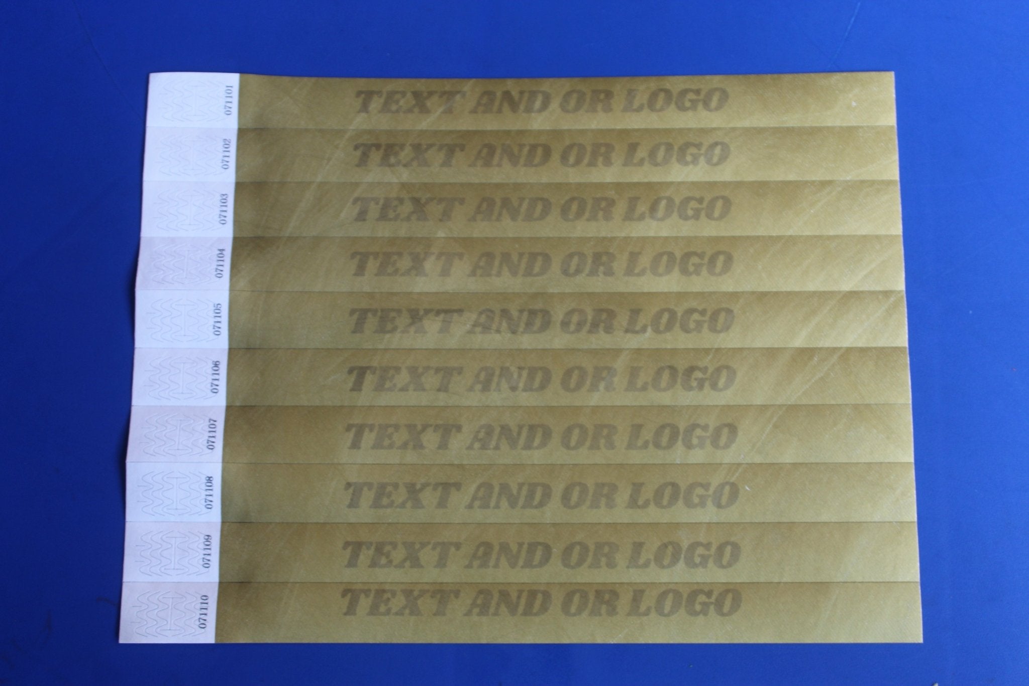 Tyvek Wristbands for Events (Sheet with 10 wristbands@R1.50 each) Printed in Black - Bellatools