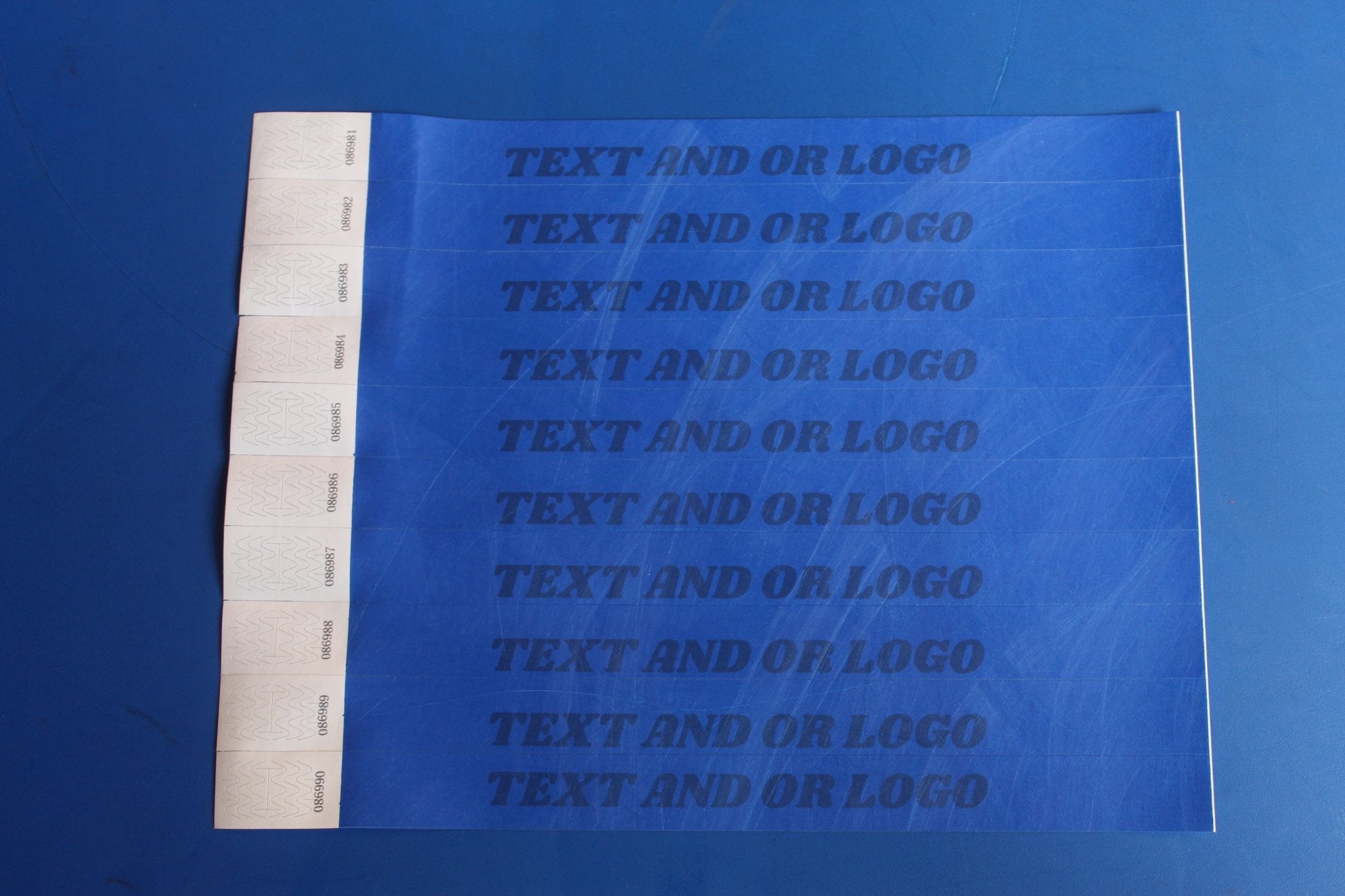 Tyvek Wristbands for Events (Sheet with 10 wristbands@R1.50 each) Printed in Black - Bellatools